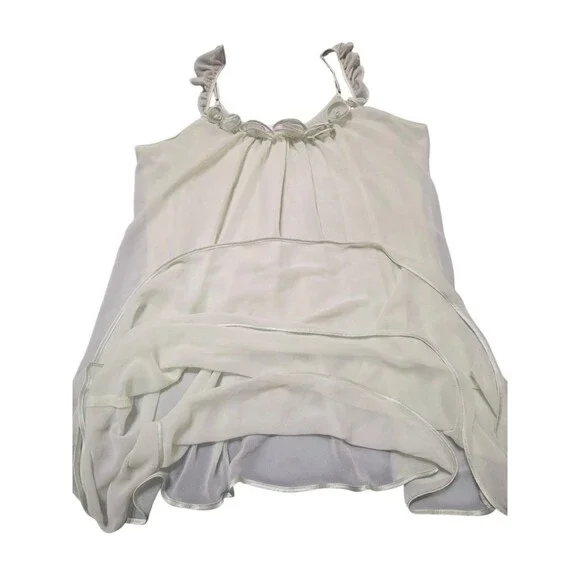 Oscar de la Renta Pink Label Chiffon Chemise Gown Satin Trim Green XL B6.1 - Picture 9 of 9